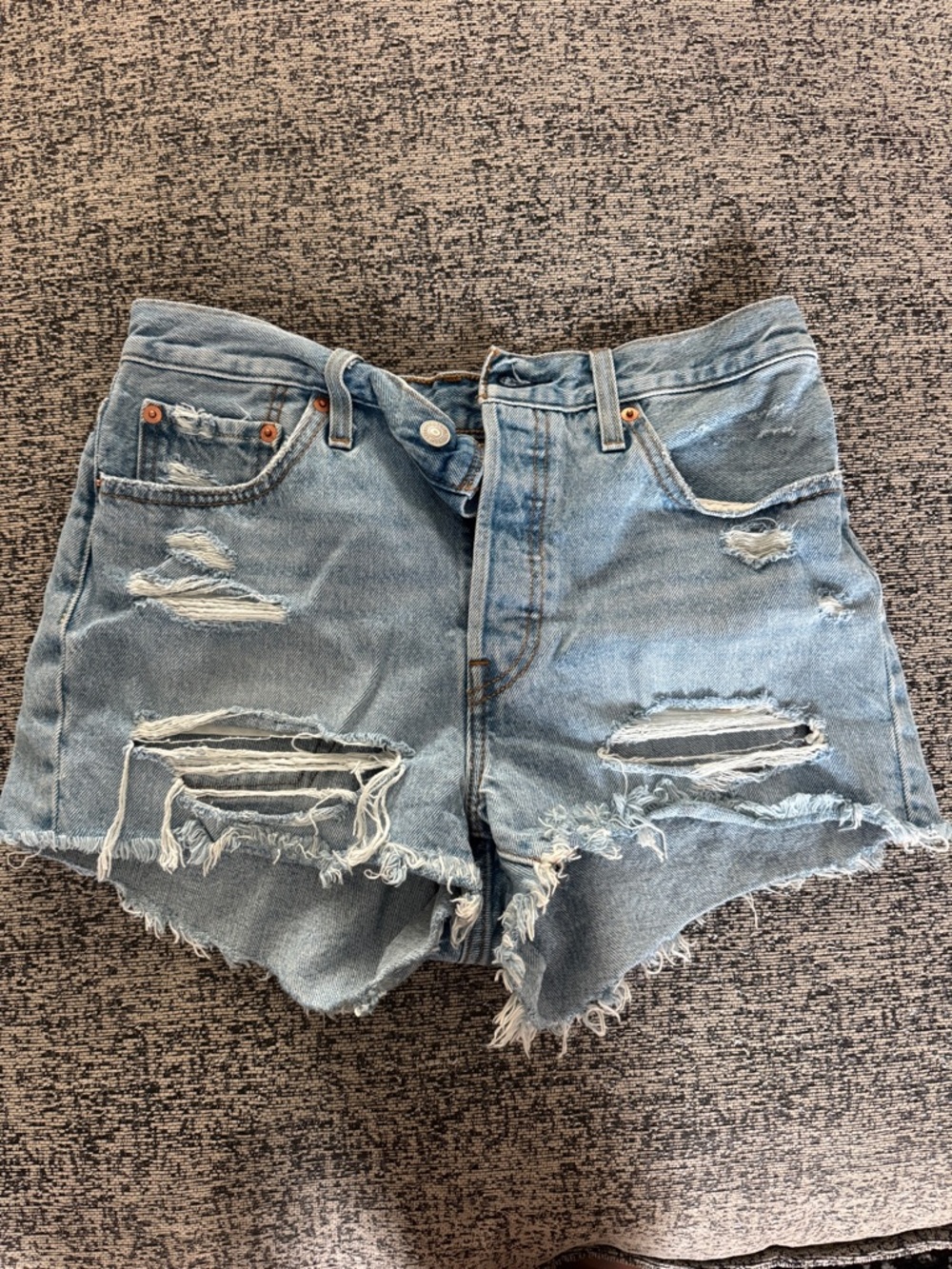 Levi's Light Blue Distressed Denim Cutoff Shorts